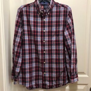 Chaps Ralph Lauren Men’s Medium cotton plaid shirt one pocket crest